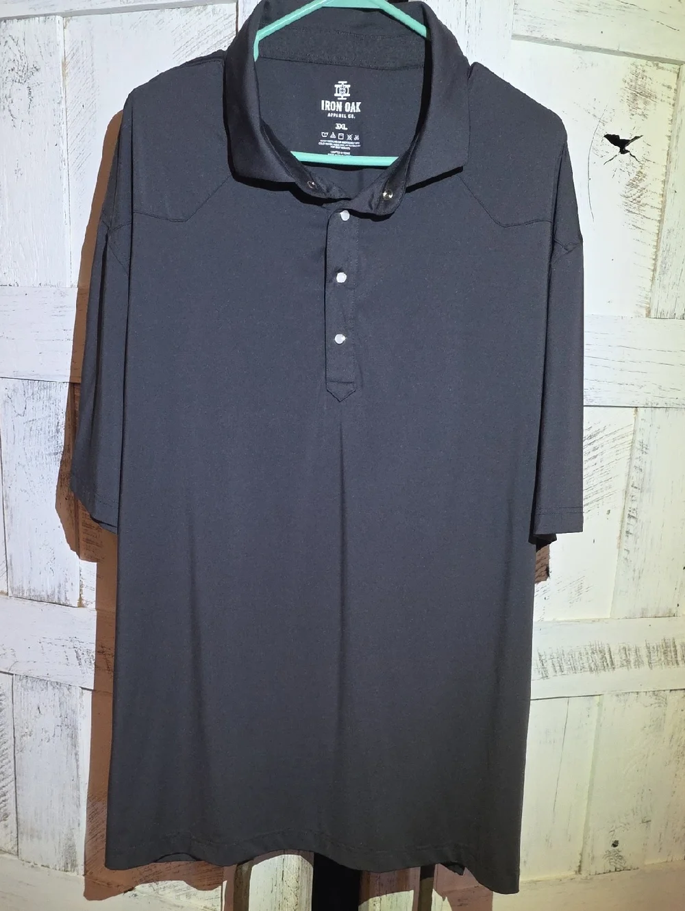 Iron Oak Western Pearl Snap Performance Grey Polo Shirt - Short Sleeve - Picture 1 of 6